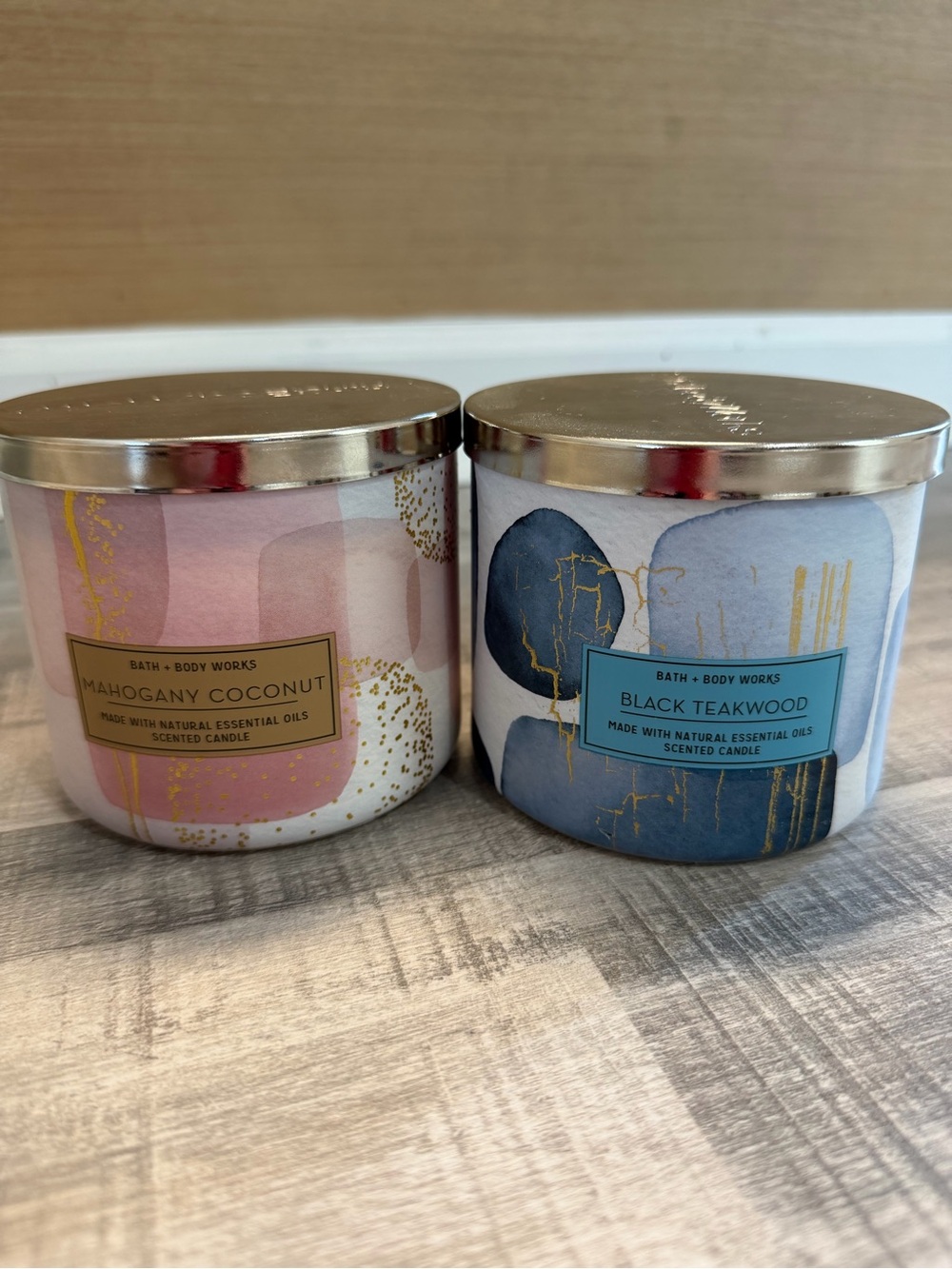 Bath & Body Works 3-Wick Candle Lot Black Teakwood & Mahogany Coconut 14.5 oz